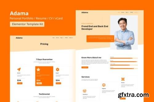 ThemeForest - Adama v1.0 - Personal Portfolio & Resume Elementor Template Kit - 29042602