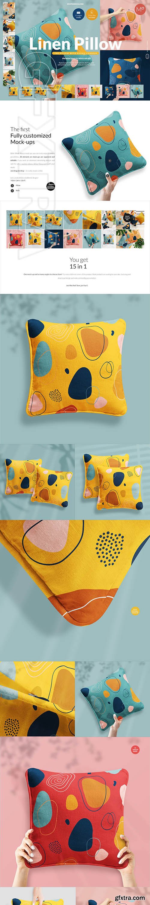 CreativeMarket - Linen Pillow 15x Mock ups Set 5352824