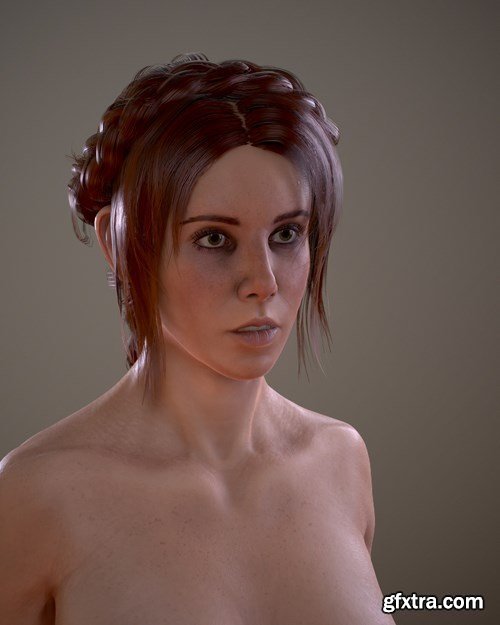 Naked girl with long hair 3D Model