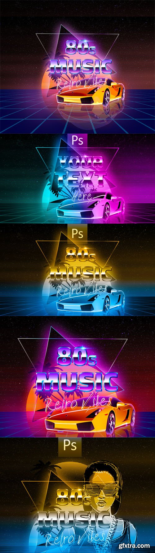 80's Retro Backgrounds & Text Effects for Photoshop