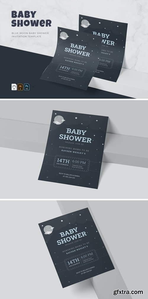 Blue Moon | Baby Shower Invitation