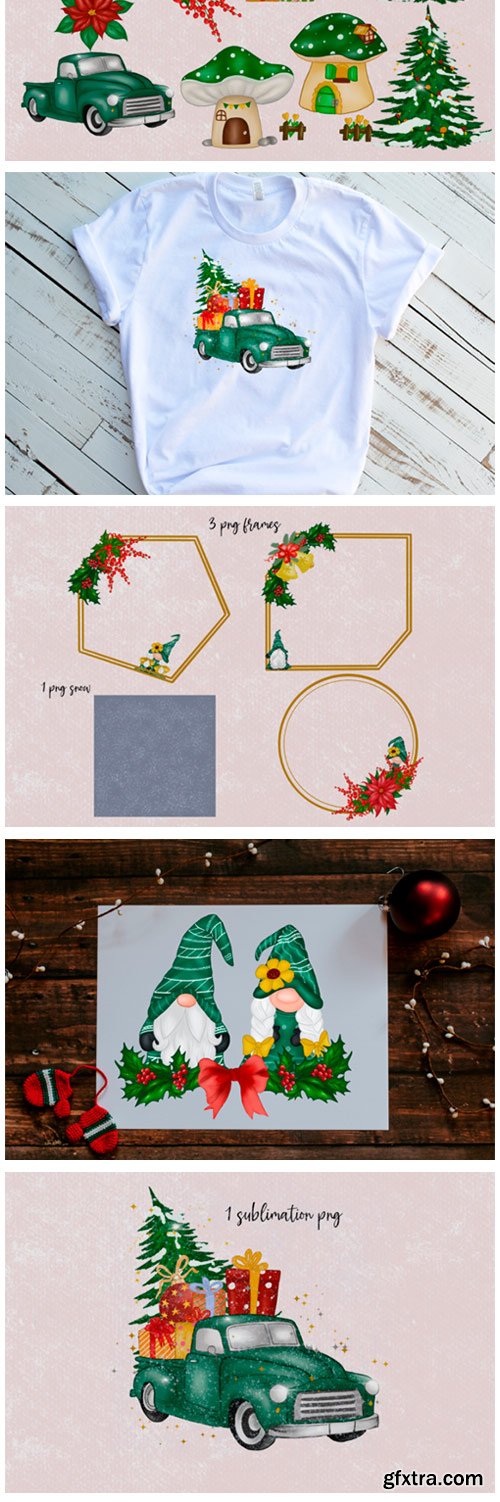 Green Gnomes Christmas Design Clipart 6528834