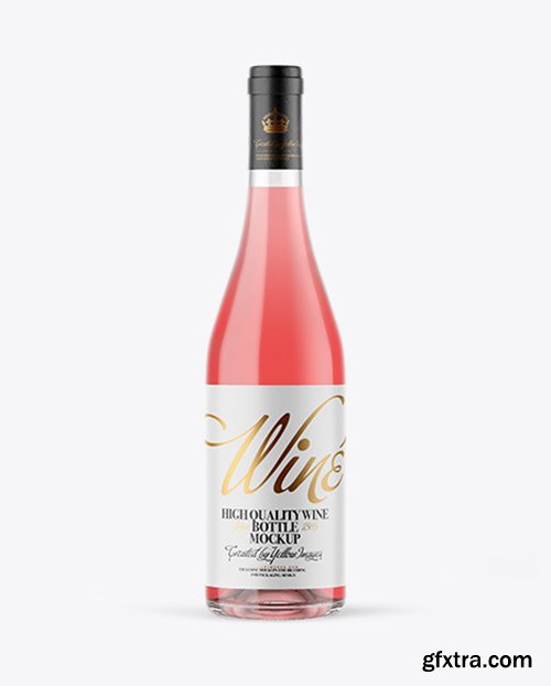 Clear Glass Pink Wine Bottle Mockup 66415