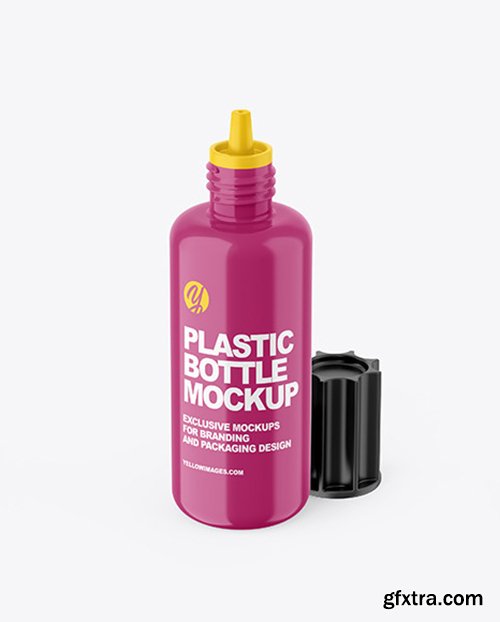 Opened Glossy Plastic Bottle Mockup 66422