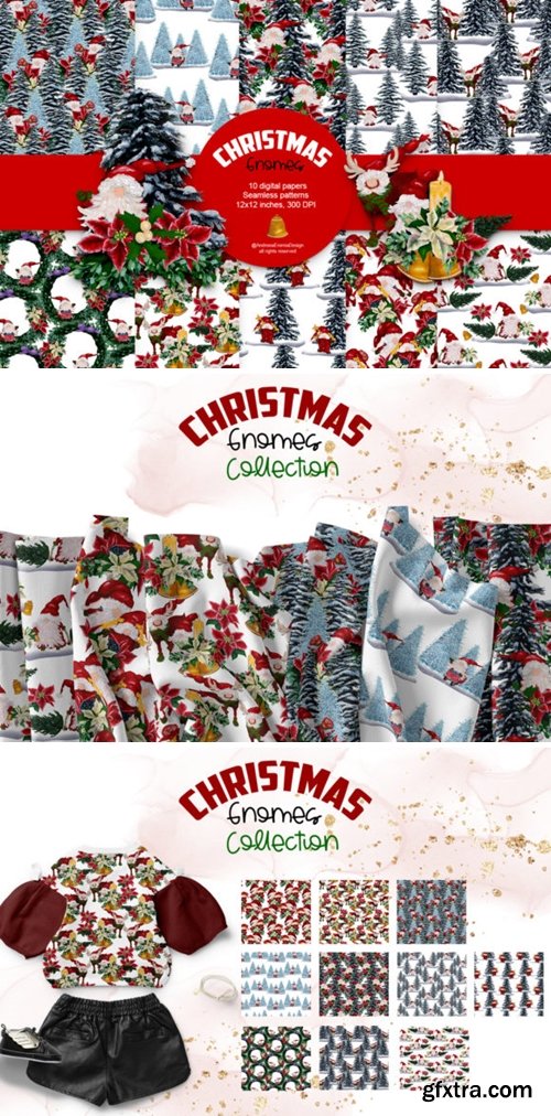 Watercolor Christmas Gnomes Patterns 6555657