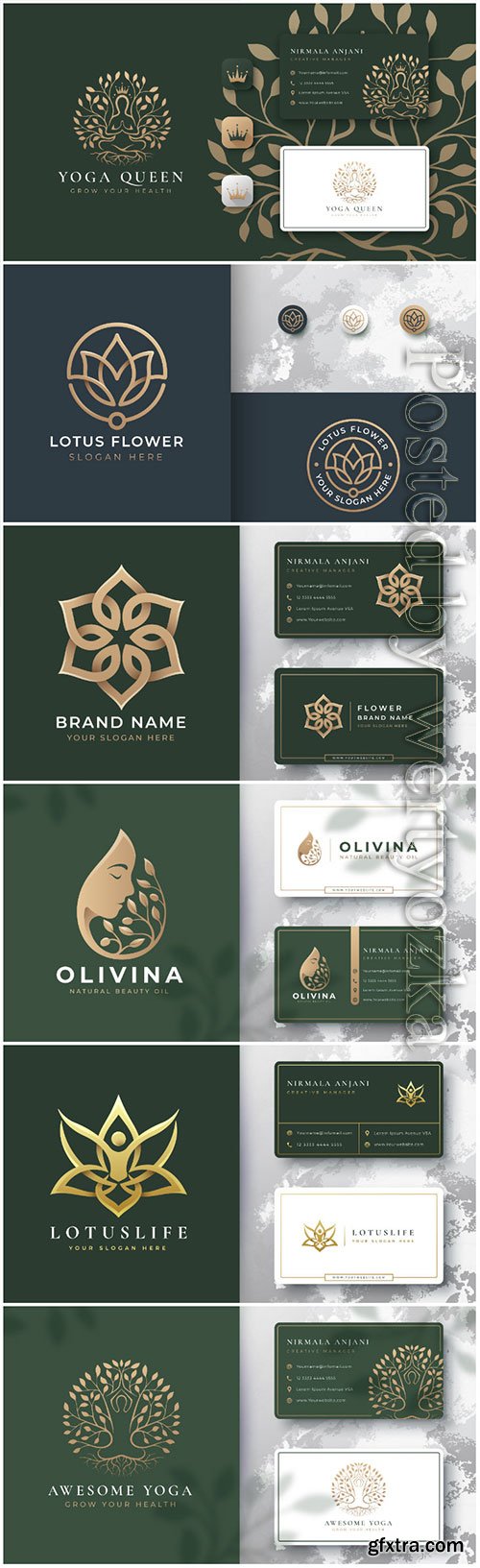 Logo template with business card vector design