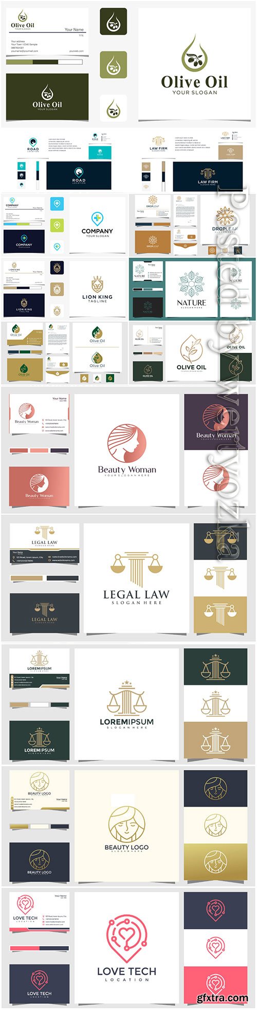 Logo design concept and business card premium vector