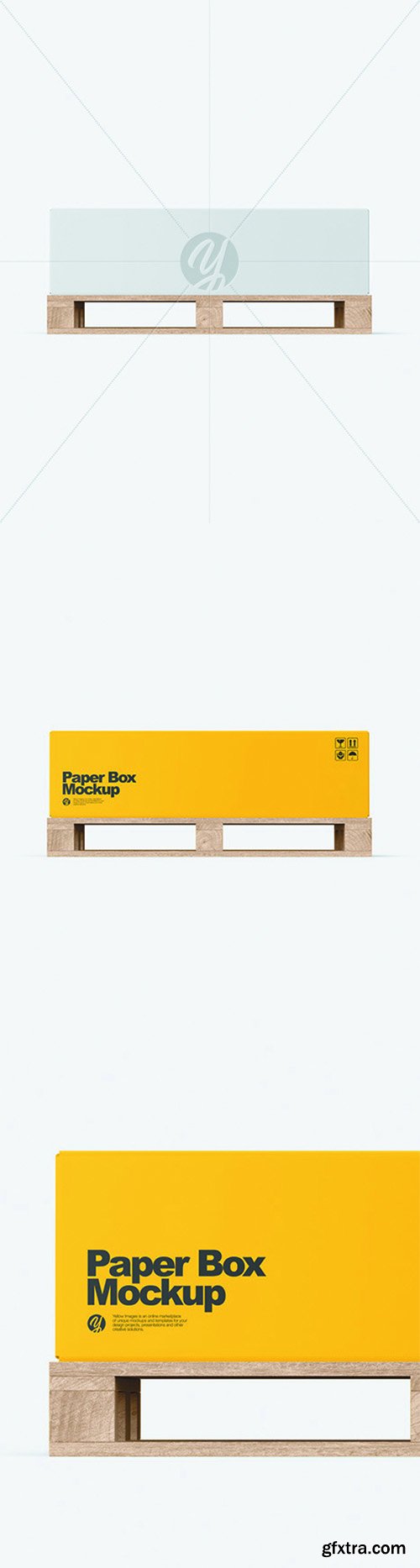 Wooden Pallet With Paper Box Mockup 66355