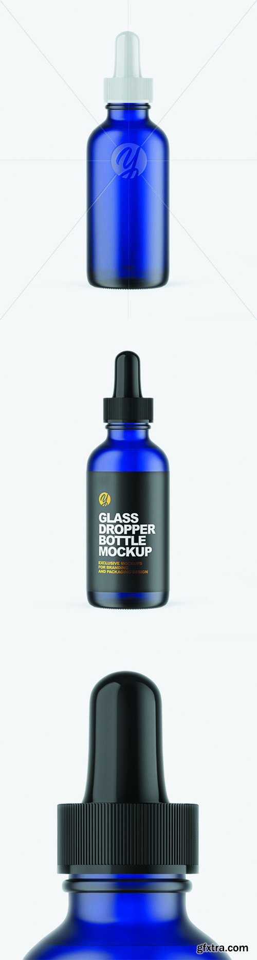 Frosted Blue Glass Dropper Bottle Mockup 66084