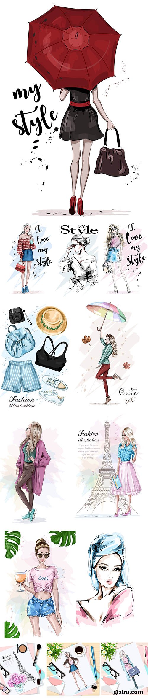 Stylish Beautiful Girl Illustrations