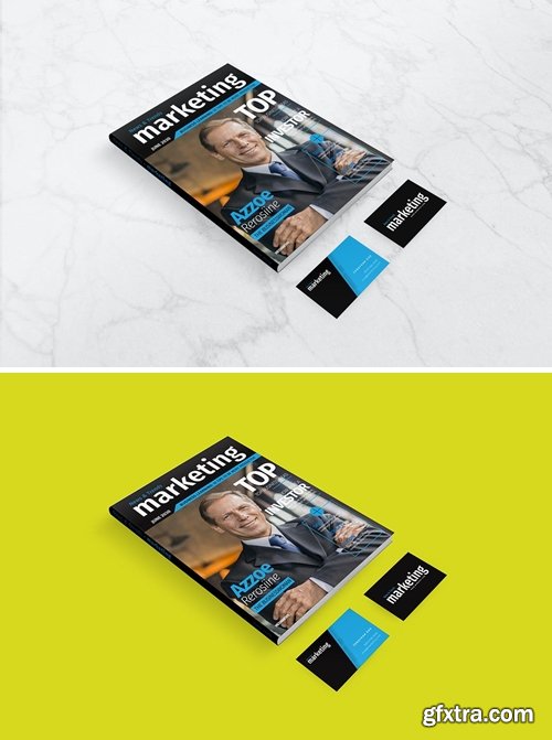 Mockup - A4 Magazine and Business Card