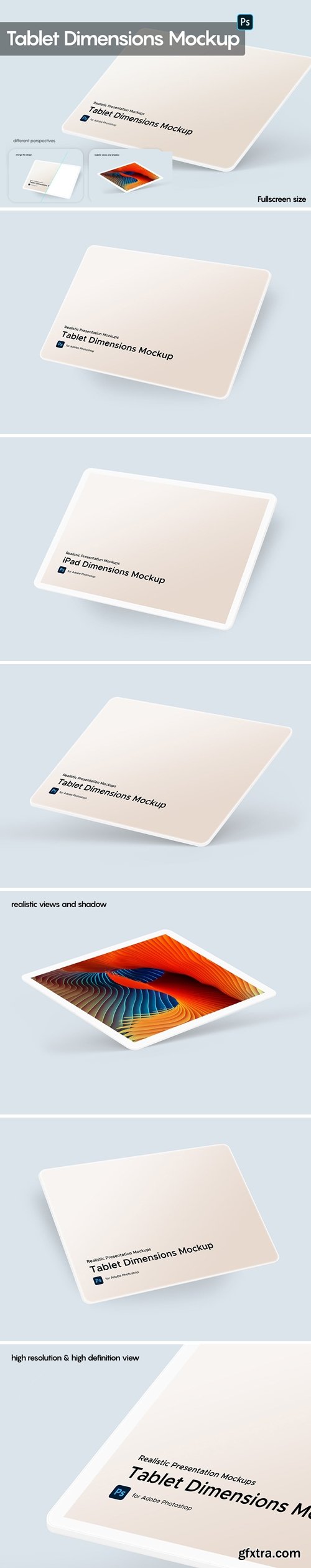 Tablet Dimensions Mockup Fullscreen