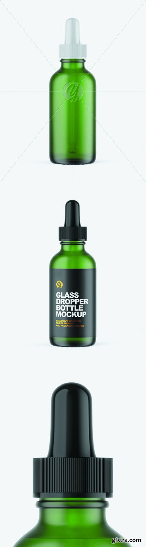 Frosted Green Glass Dropper Bottle Mockup 66083