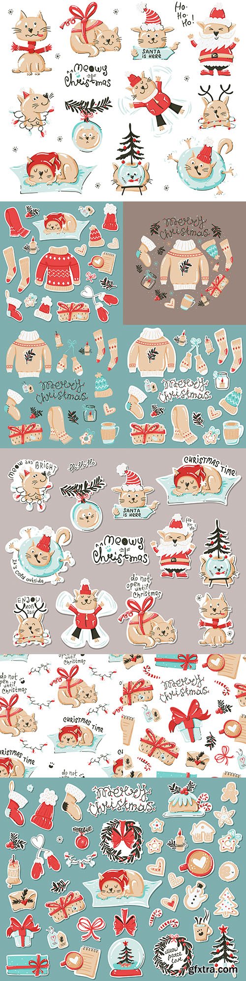 Fun animal label set with Christmas elements design
