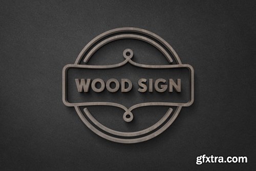 Dark Wood Sign Logo Mockup