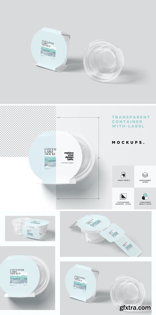 Round Transparent Container Packaging Wrap Mockups