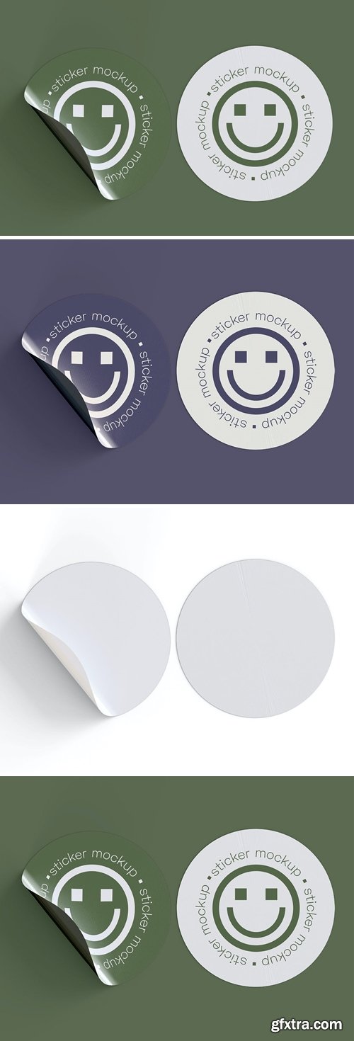 Set of Two Adhesive Stickers Mockup