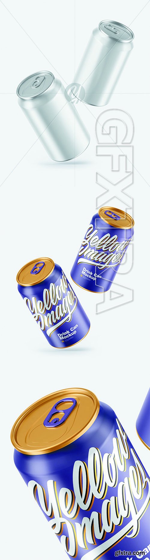 Two Metallic Drink Cans w/ Glossy Finish Mockup 68627