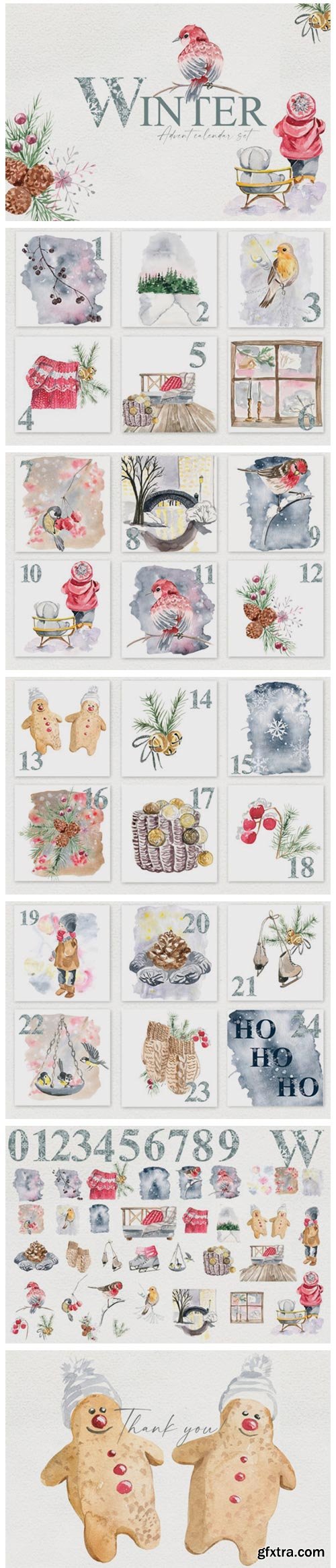 Winter. Advent Calendar Set 6584868