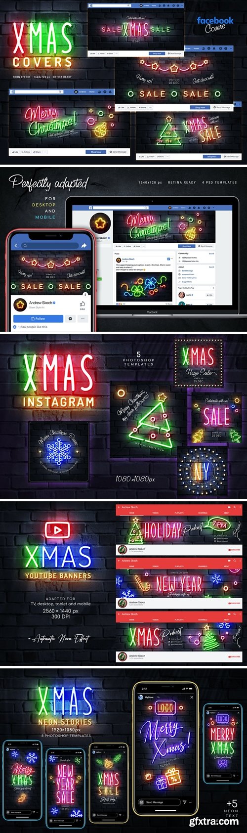 Christmas Neon Social Media Bundle