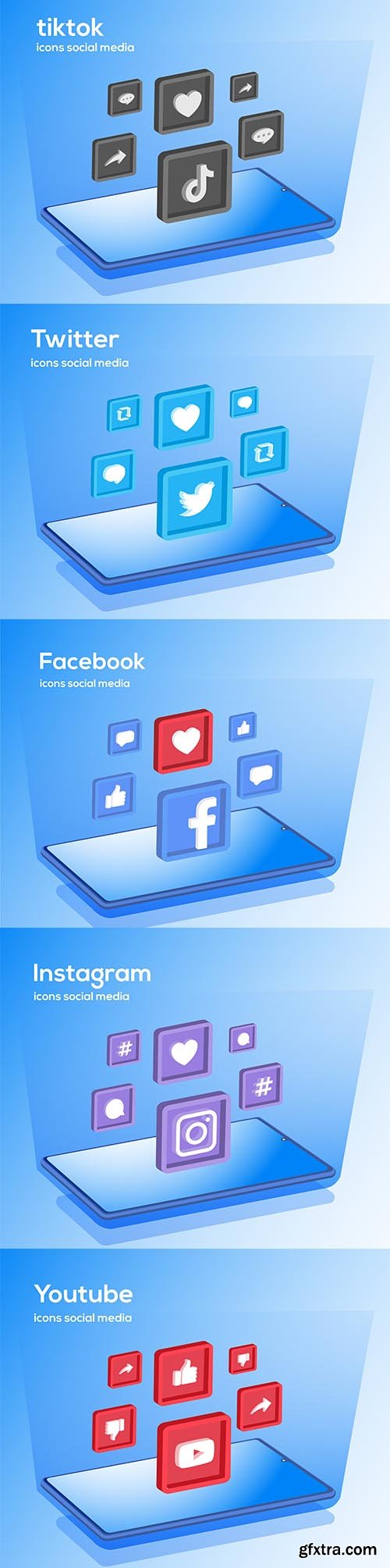 Social media icons with smartphone symbol