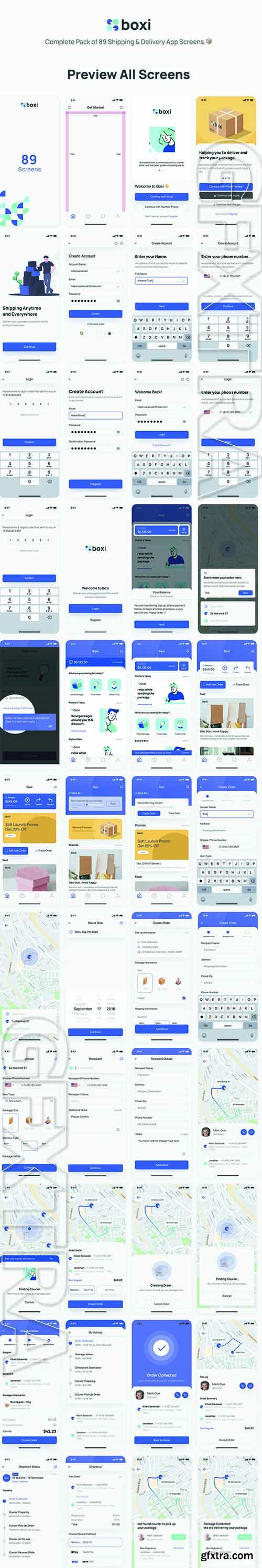 Boxi - Shipping & Delivery App UI Kit