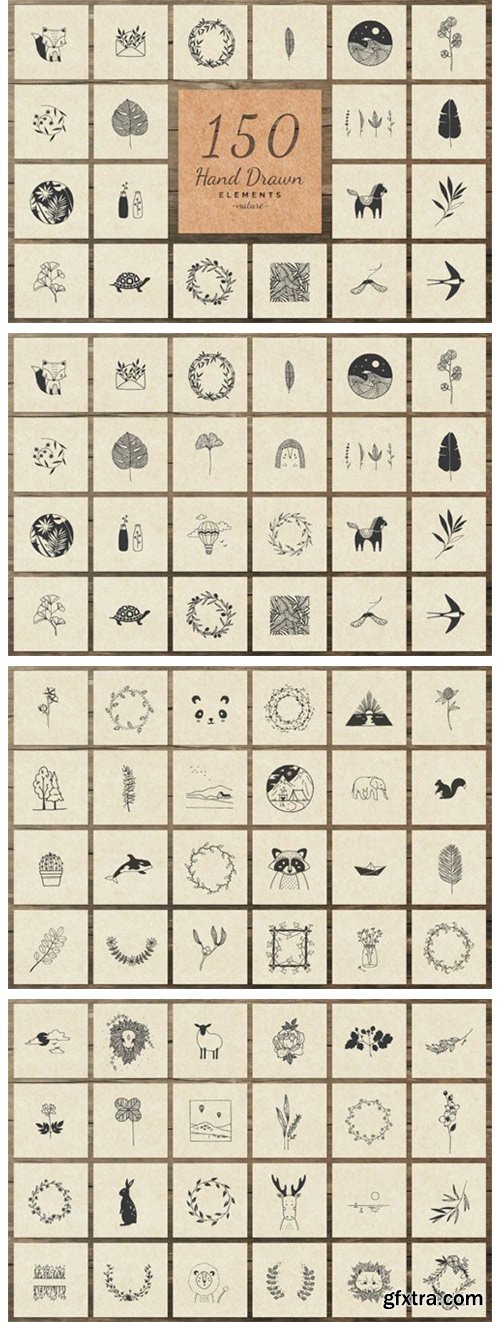 150 Hand Drawn Elements Nature II 6575946