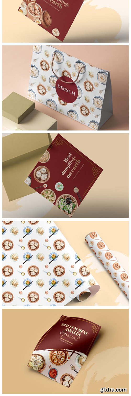 Dimsum Watercolor Illustration Set 6663698