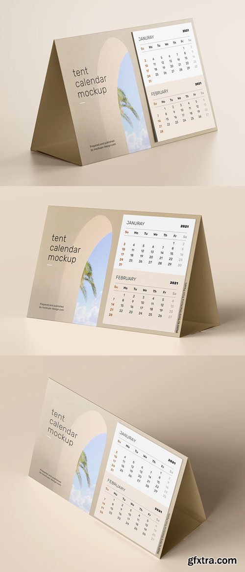 2021 Tent Calendar PSD Mockup