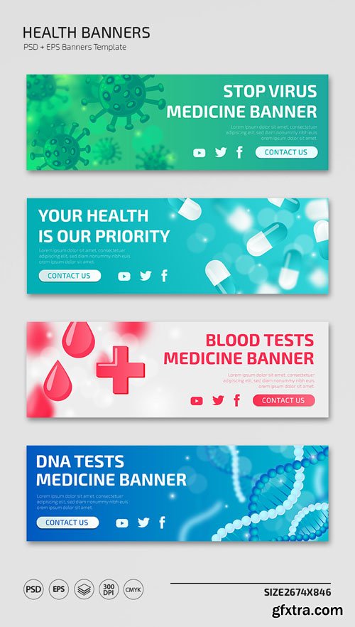 4 Health Banners [PSD/Ai/EPS] Templates