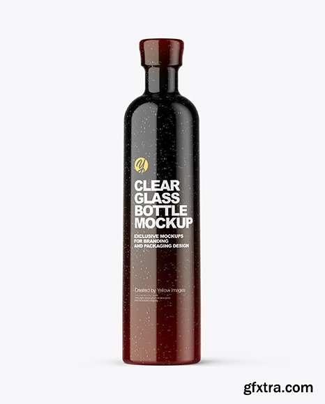 Clear Glass Bottle with Shrink Sleeve Mockup 69624