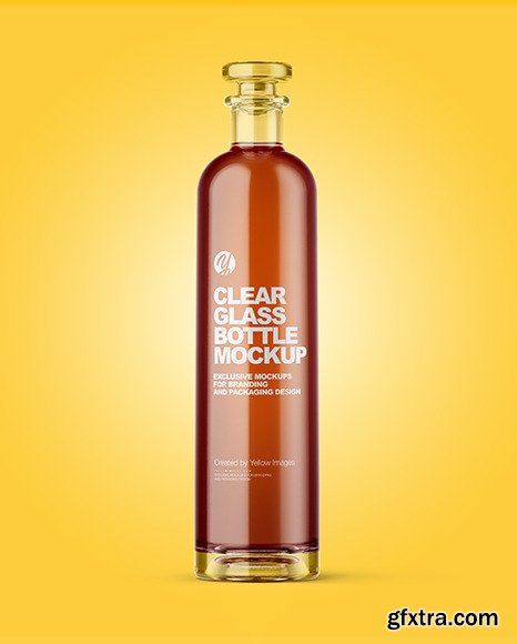 Clear Glass Bottle with Shrink Sleeve Mockup 69624