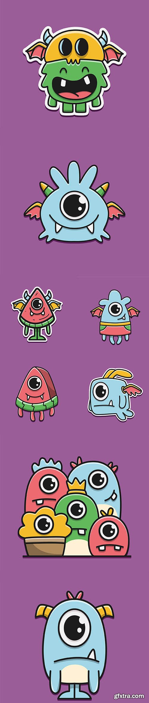 Kawaii cartoon monster doodle design illustration