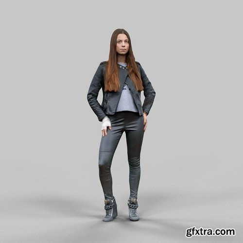 Leather outfit Girl 3D model
