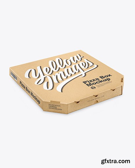 Kraft Pizza Box Mockup - Half Side View 69790