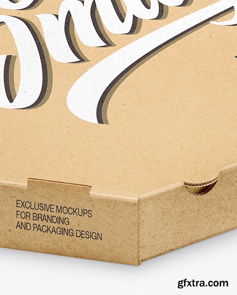 Kraft Pizza Box Mockup - Half Side View 69790