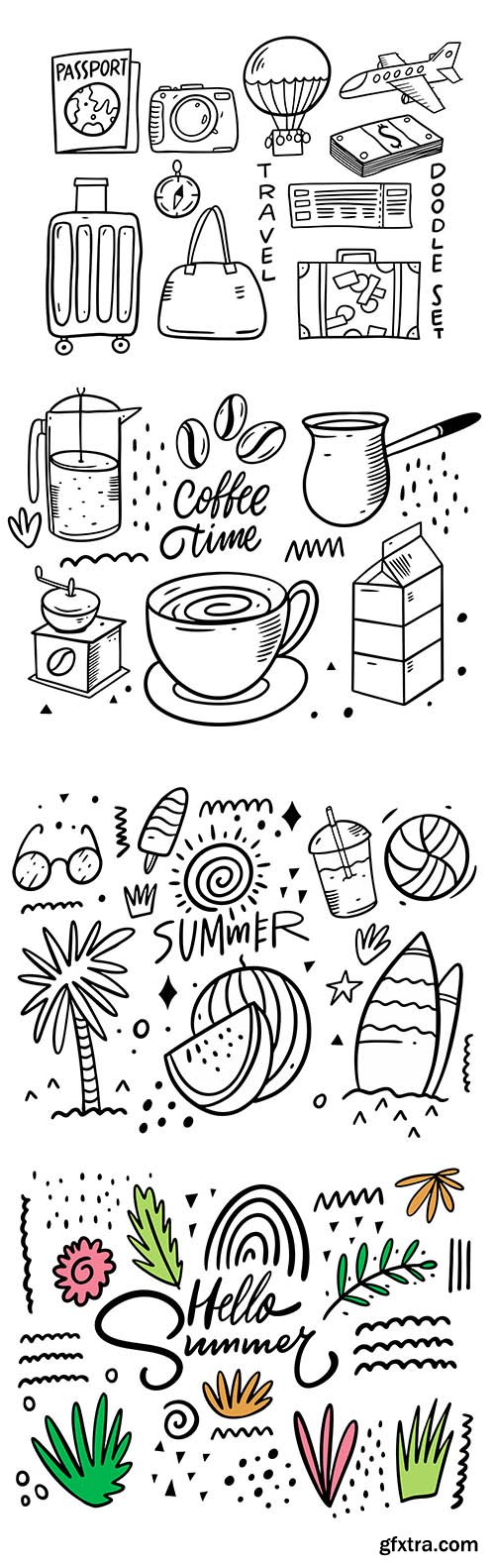 Abstract doodles elements set