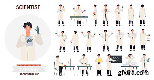 Scientist poses illustration set