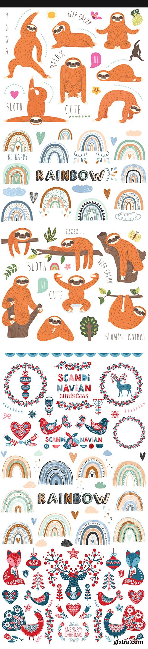 Collection of cute sloth illustration