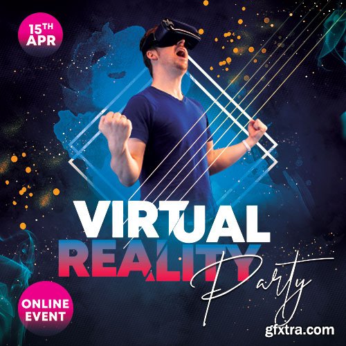 Virtual Party - Premium flyer psd template