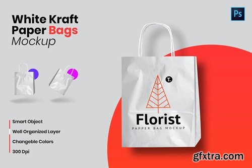 White Kraft Paper Bag Mockup