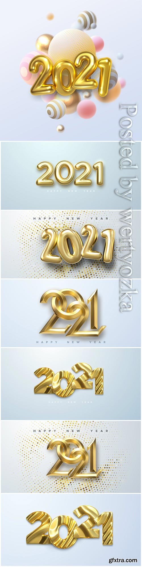 Gold numbers 2021 for new year illustration