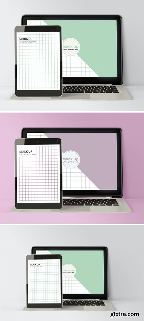 Front Laptop and Tablet Mockup