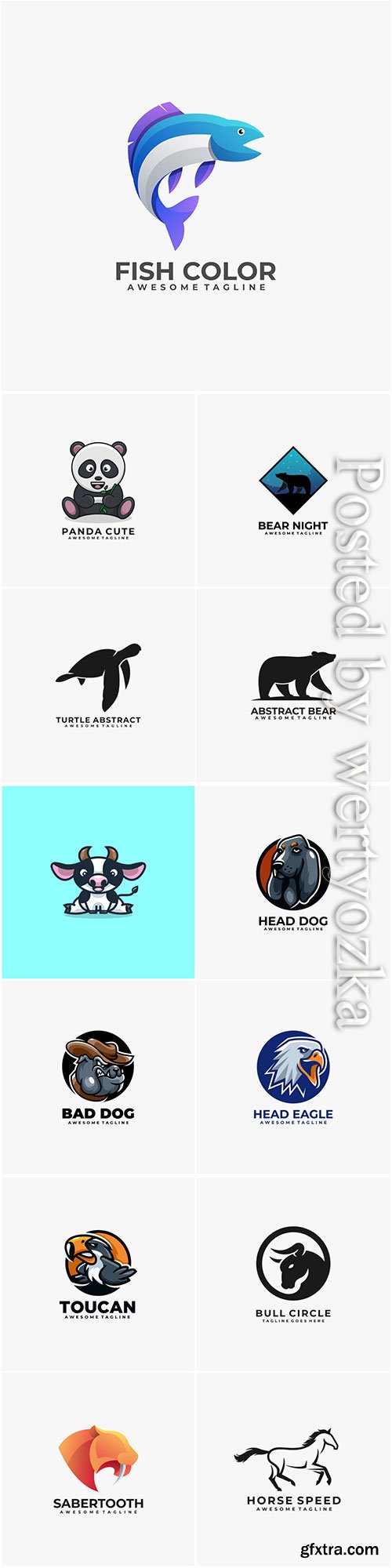 Animals and birds logos in vector