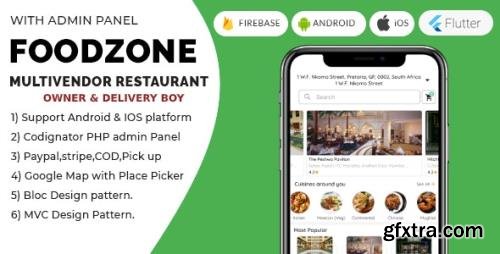 CodeCanyon - FoodZone v4.0.0 - Multivendor Mobile Application in Flutter with PHP Admin Panel + store owner + delivery boy - 26497811