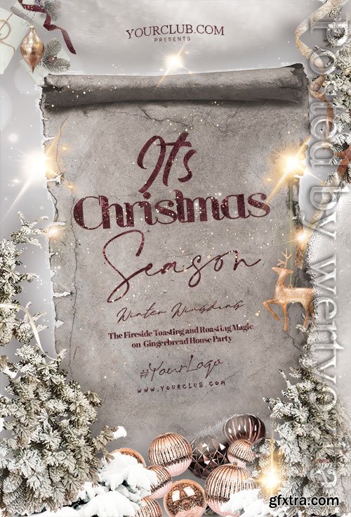 White Christmas Season Flyer PSD Template