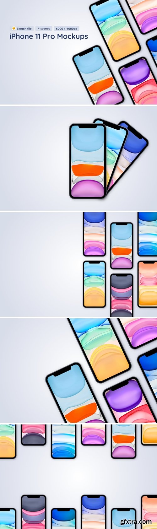 iPhone 12 Pro - Sketch Mockup - 4 different scenes