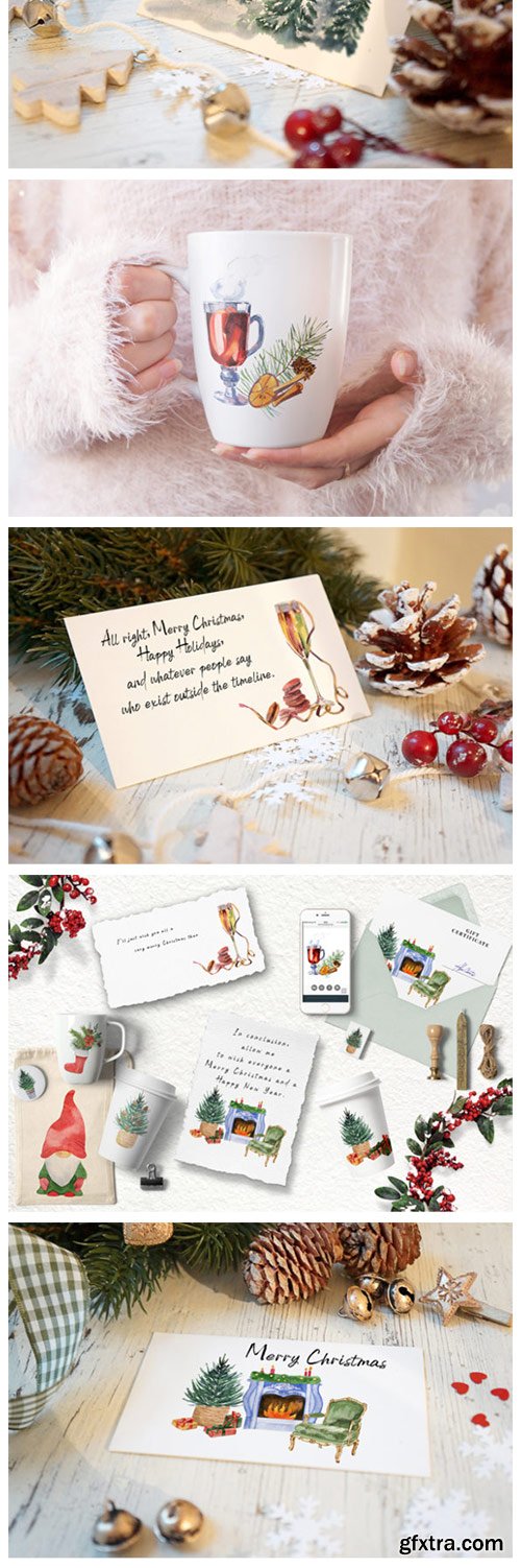 Watercolor Christmas Clipart Scene Creat 6339549