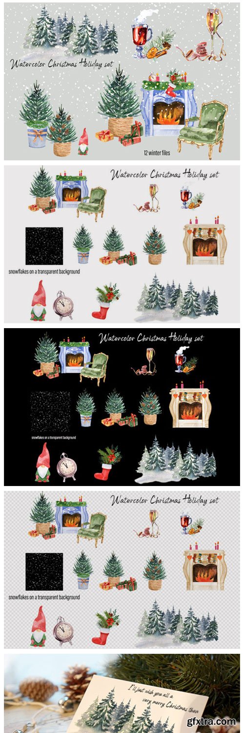 Watercolor Christmas Clipart Scene Creat 6339549