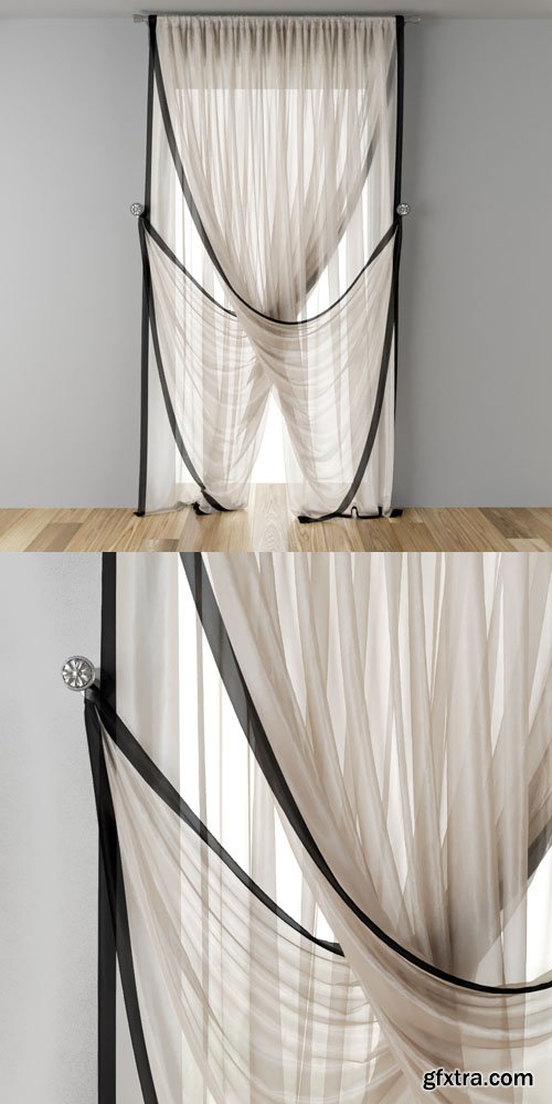 Tulle In The Narrow Window Or Doorway - 3D Models